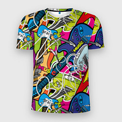 Мужская спорт-футболка Guitars - pop art pattern