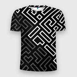 Футболка спортивная мужская Черно белый лабиринт, цвет: 3D-принт