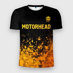 Мужская спорт-футболка Motorhead - gold gradient: символ сверху