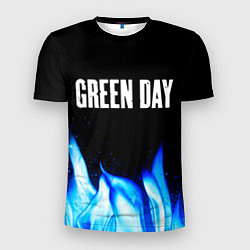 Мужская спорт-футболка Green Day blue fire