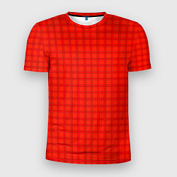 Футболка спортивная мужская Оранжево-красный клетчатый узор, цвет: 3D-принт