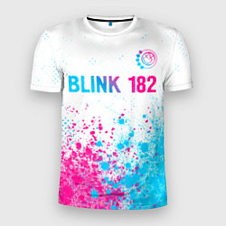 Мужская спорт-футболка Blink 182 neon gradient style: символ сверху