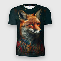 Мужская спорт-футболка Лисица в цветном костюме