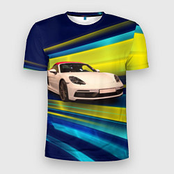 Футболка спортивная мужская Спорткар Porsche в движении, цвет: 3D-принт