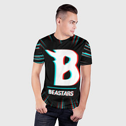Футболка спортивная мужская Символ Beastars в стиле glitch на темном фоне, цвет: 3D-принт — фото 2