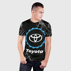 Футболка спортивная мужская Toyota в стиле Top Gear со следами шин на фоне, цвет: 3D-принт — фото 2