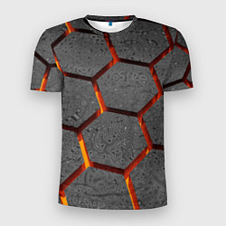 Мужская спорт-футболка Металлические плиты и лава