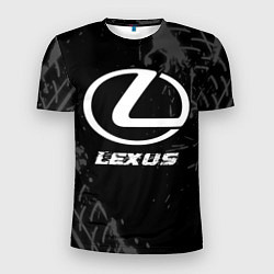 Футболка спортивная мужская Lexus speed на темном фоне со следами шин, цвет: 3D-принт
