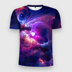 Мужская спорт-футболка Небула в космосе в фиолетовых тонах - нейронная се