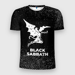 Футболка спортивная мужская Black Sabbath с потертостями на темном фоне, цвет: 3D-принт