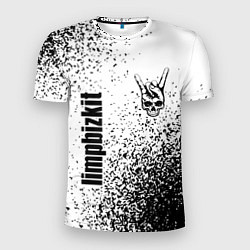 Мужская спорт-футболка Limp Bizkit и рок символ на светлом фоне