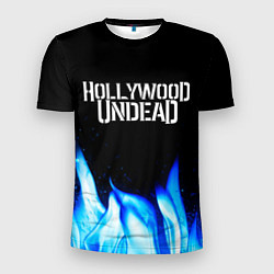 Мужская спорт-футболка Hollywood Undead blue fire