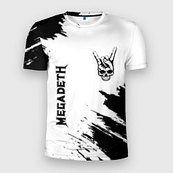 Мужская спорт-футболка Megadeth и рок символ на светлом фоне