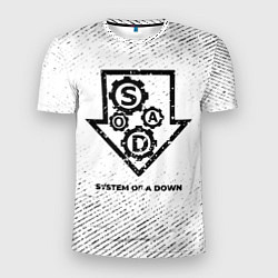 Футболка спортивная мужская System of a Down с потертостями на светлом фоне, цвет: 3D-принт