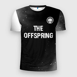 Мужская спорт-футболка The Offspring glitch на темном фоне: символ сверху