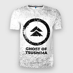 Футболка спортивная мужская Ghost of Tsushima с потертостями на светлом фоне, цвет: 3D-принт