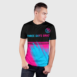 Футболка спортивная мужская Three Days Grace - neon gradient: символ сверху, цвет: 3D-принт — фото 2