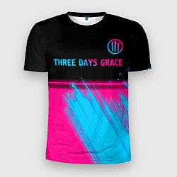 Мужская спорт-футболка Three Days Grace - neon gradient: символ сверху