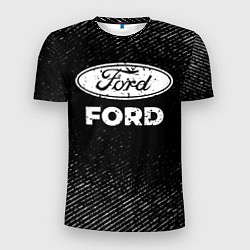 Футболка спортивная мужская Ford с потертостями на темном фоне, цвет: 3D-принт