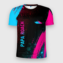 Мужская спорт-футболка Papa Roach - neon gradient: надпись, символ