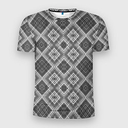 Мужская спорт-футболка Геометрический узор черно белые ромбы