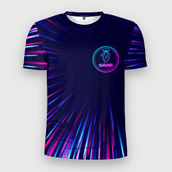 Мужская спорт-футболка Saab neon speed lines