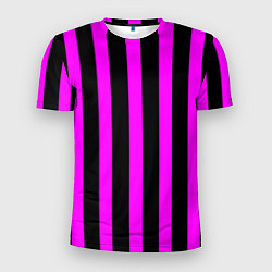 Футболка спортивная мужская В полоску черного и фиолетового цвета, цвет: 3D-принт