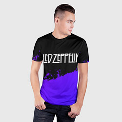 Футболка спортивная мужская Led Zeppelin purple grunge, цвет: 3D-принт — фото 2