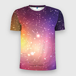 Мужская спорт-футболка Желто фиолетовое свечение и звезды