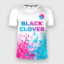 Мужская спорт-футболка Black Clover neon gradient style: символ сверху