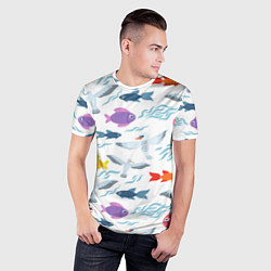 Футболка спортивная мужская Рыбы и чайки, цвет: 3D-принт — фото 2