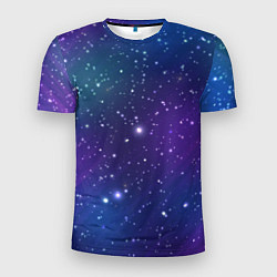 Мужская спорт-футболка Фиолетовая розовая звездная туманность в космосе