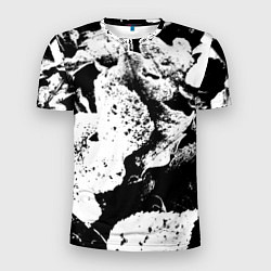 Мужская спорт-футболка Листья черно-белое