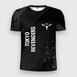 Мужская спорт-футболка Tokyo Revengers glitch на темном фоне: надпись, си
