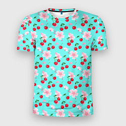 Мужская спорт-футболка Паттерн цветущая вишня