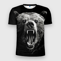 Футболка спортивная мужская Агрессивный таежный медведь, цвет: 3D-принт