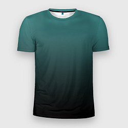 Футболка спортивная мужская Градиент зелено-черный, цвет: 3D-принт