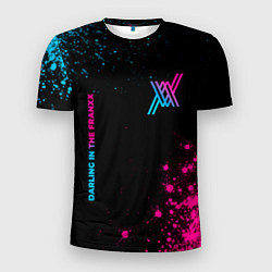 Мужская спорт-футболка Darling in the FranXX - neon gradient: надпись, си