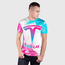 Футболка спортивная мужская Tesla neon gradient style, цвет: 3D-принт — фото 2