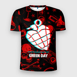 Футболка спортивная мужская Green Day rock glitch, цвет: 3D-принт