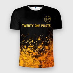 Мужская спорт-футболка Twenty One Pilots - gold gradient: символ сверху