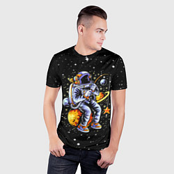 Футболка спортивная мужская Космонавт на рыбалке - неон, цвет: 3D-принт — фото 2