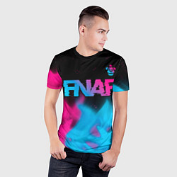 Футболка спортивная мужская FNAF - neon gradient: символ сверху, цвет: 3D-принт — фото 2