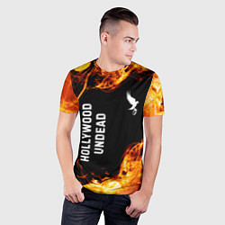 Футболка спортивная мужская Hollywood Undead и пылающий огонь, цвет: 3D-принт — фото 2
