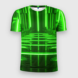 Футболка спортивная мужская Зеленые световые объекты, цвет: 3D-принт