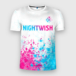 Футболка спортивная мужская Nightwish neon gradient style: символ сверху, цвет: 3D-принт