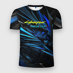 Мужская спорт-футболка Cyberpunk 2077 phantom liberty blue logo