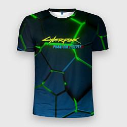 Мужская спорт-футболка Cyberpunk 2077 phantom liberty green neon