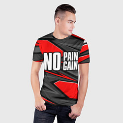 Футболка спортивная мужская No pain no gain - красный, цвет: 3D-принт — фото 2