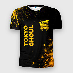 Мужская спорт-футболка Tokyo Ghoul - gold gradient: надпись, символ